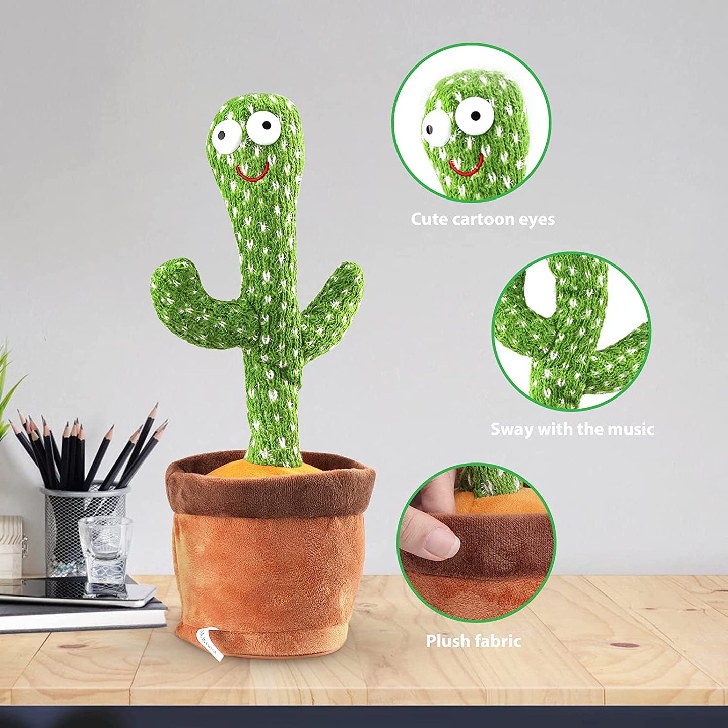 Dancing Cactus Talking Toy – Singing & Talking Plush for Kids with Box