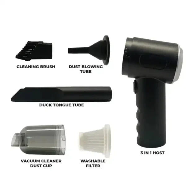 3 in 1 Portable Vacuum Cleaner – Wireless Strong Suction, Air Blower & Pump for Home, Car & Laptop