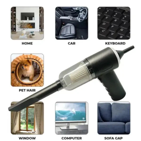 3 in 1 Portable Vacuum Cleaner – Wireless Strong Suction, Air Blower & Pump for Home, Car & Laptop