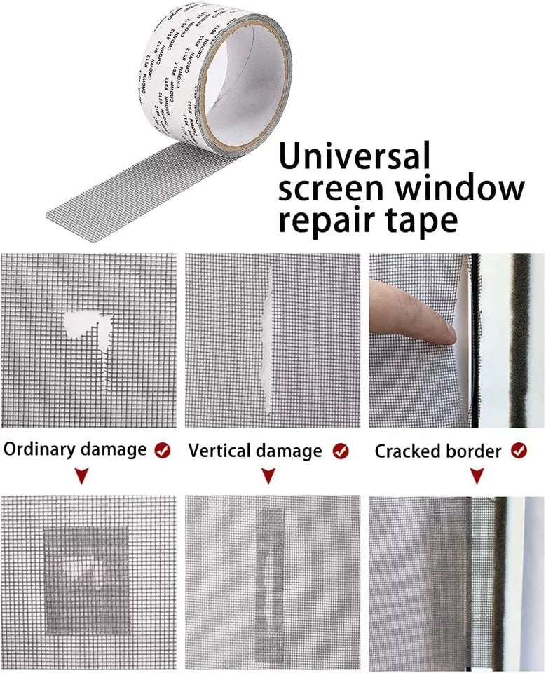 Mesh Roll Tape Window Screen Repair Patch – Self-Adhesive Anti-Insect Tape (2m)