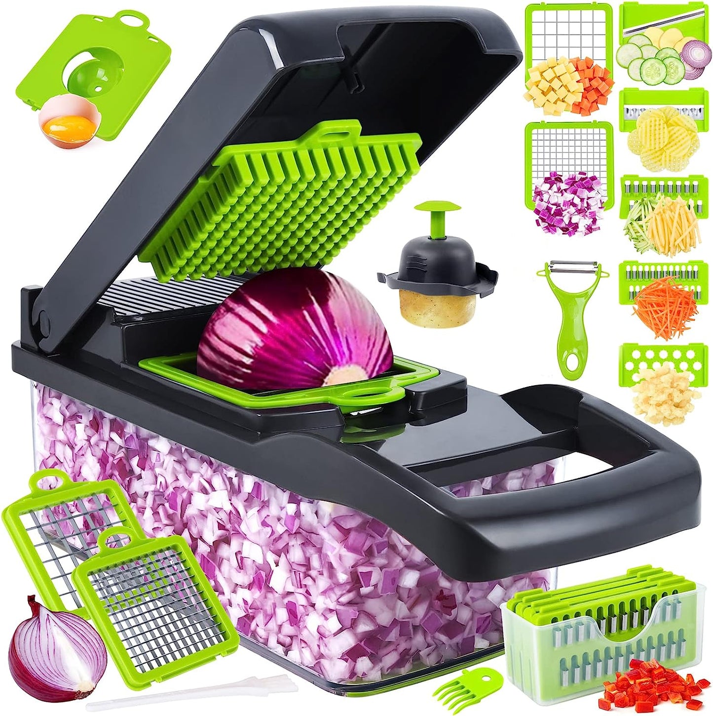 16 in 1 Multifunctional Vegetable Slicer & Chopper with Basket