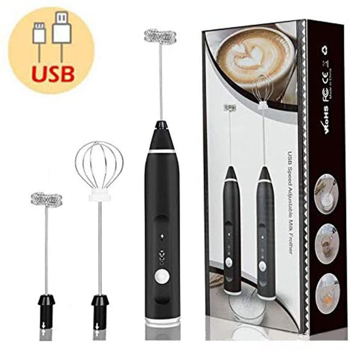 2 in 1 Rechargeable Milk Frother Wand – Handheld Coffee Mixer (Black)