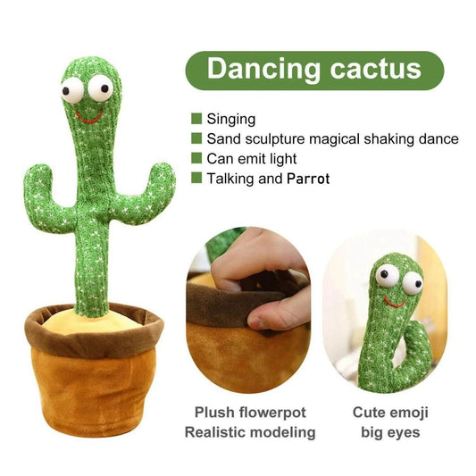 Dancing Cactus Talking Toy – Singing & Talking Plush for Kids with Box