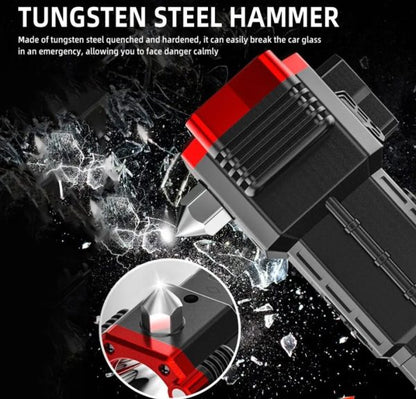 High-Power LED Torch Light – Rechargeable Flashlight with Tactical Hammer & Power Bank (Random Color, Boxed)