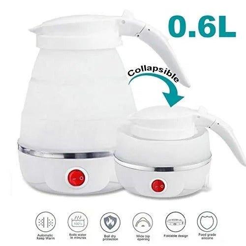 600ml Portable Travel Kettle – Fast Boiling, Collapsible & Foldable Electric Bottle (Random Color)