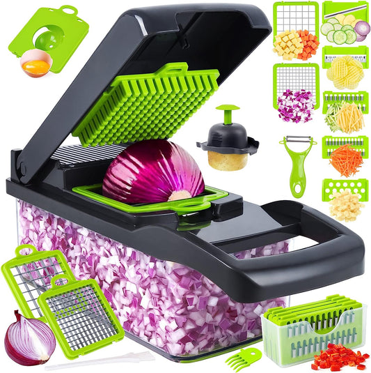 16 in 1 Multifunctional Vegetable Slicer & Chopper with Basket