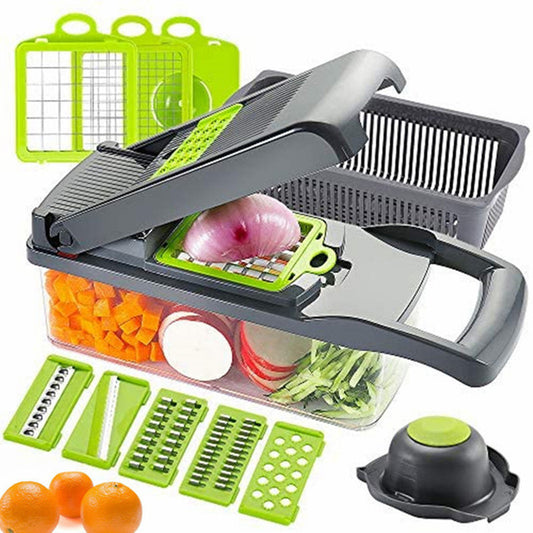 16 in 1 Multifunctional Vegetable Slicer & Chopper with Basket